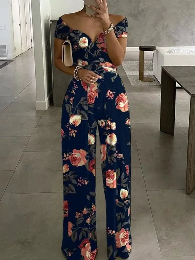 Floral Print Jumpsuit Women Y2K Summer Party Overalls