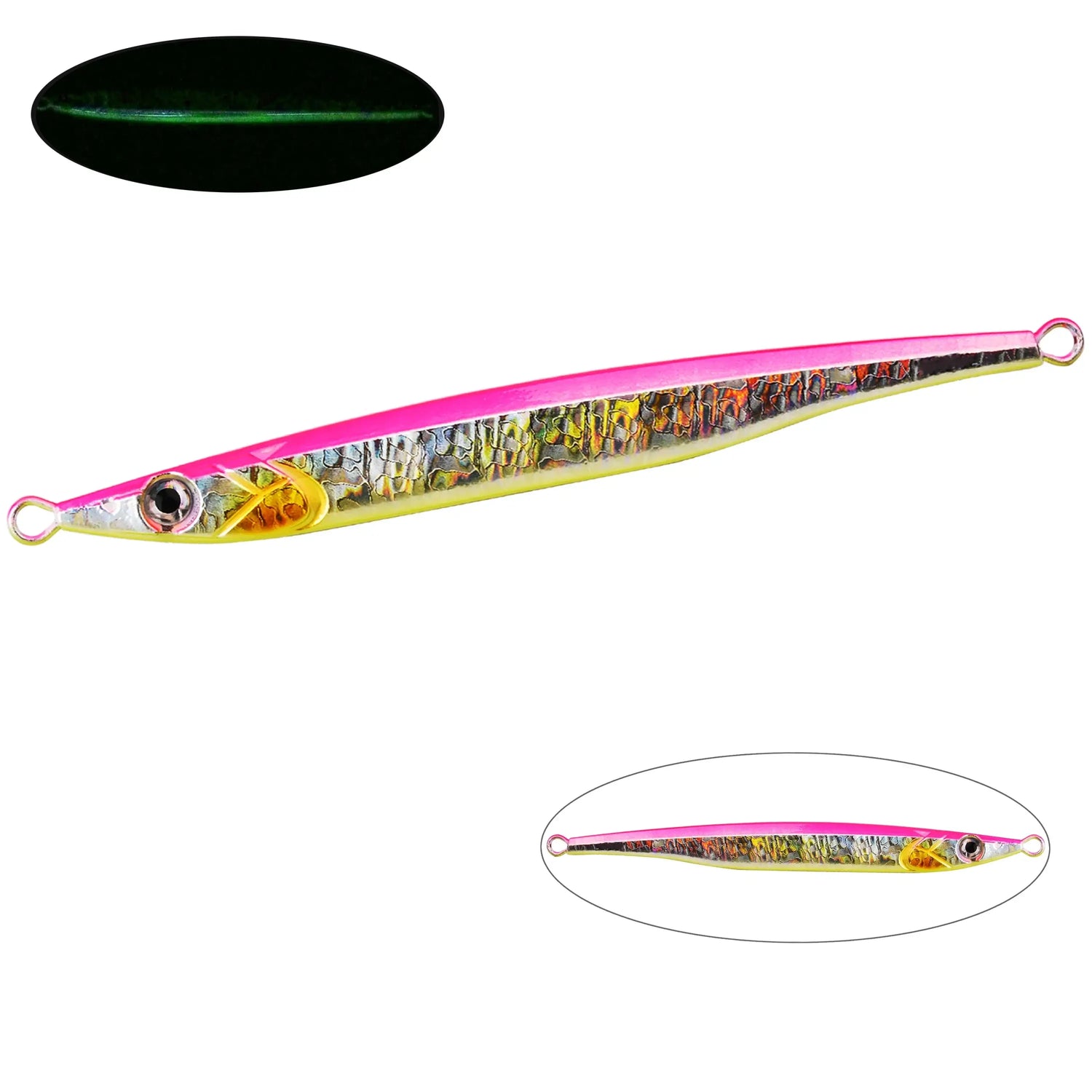 5PC Metal Jig Fishing Lure 60g-180g Swimbait 3D Laser Wobbler Pike