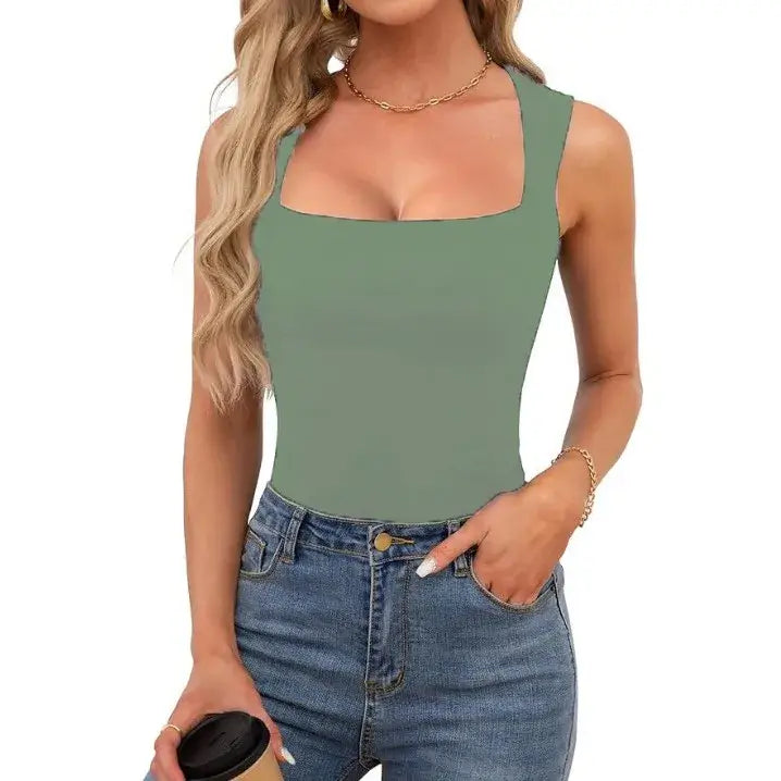 Slim Fit Square Collar Sleeveless Vest for Women Stylish Trendy Base Layer Top Fashionable Casual Wear Versatile Comfortable