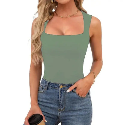 Slim Fit Square Collar Sleeveless Vest for Women Stylish Trendy Base Layer Top Fashionable Casual Wear Versatile Comfortable