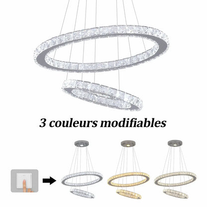 GreeLustr Crystal Ring Pendant Light, Selectable Controls