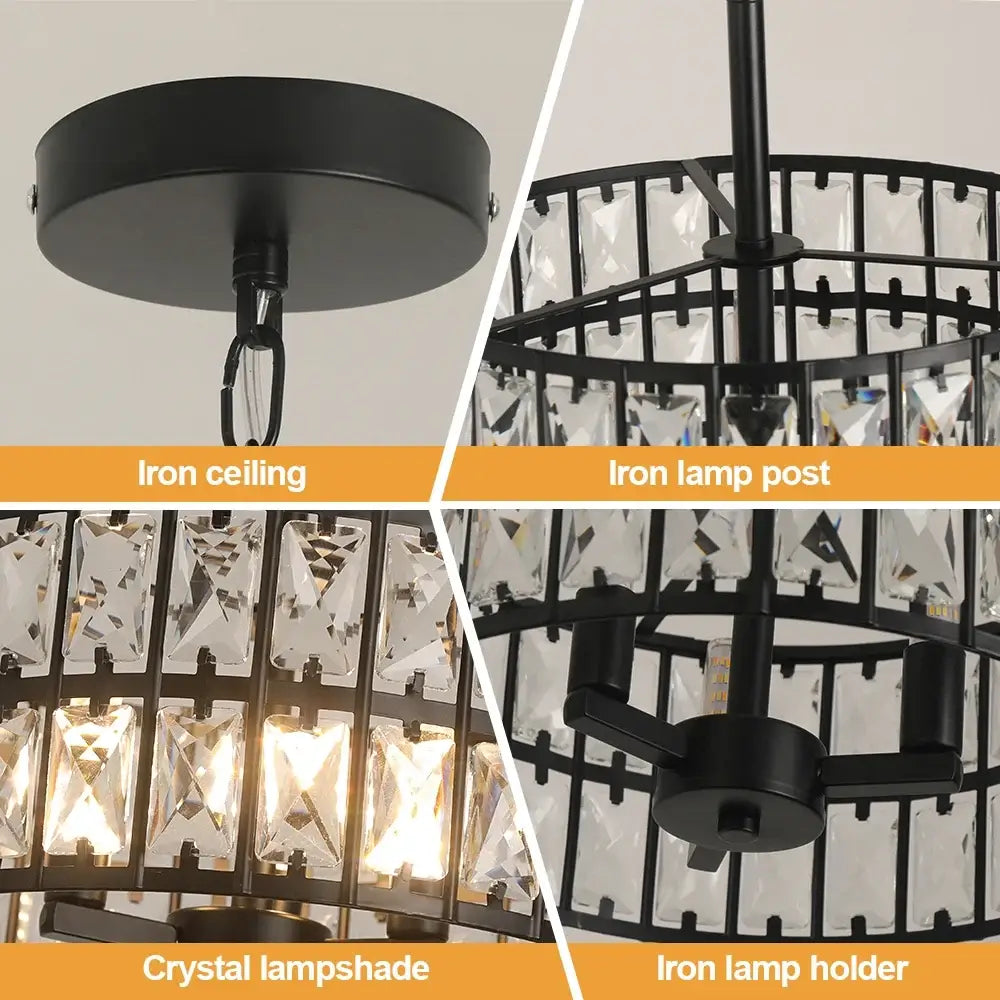 VETRULUS Crystal Pendant Light, Black or Gold