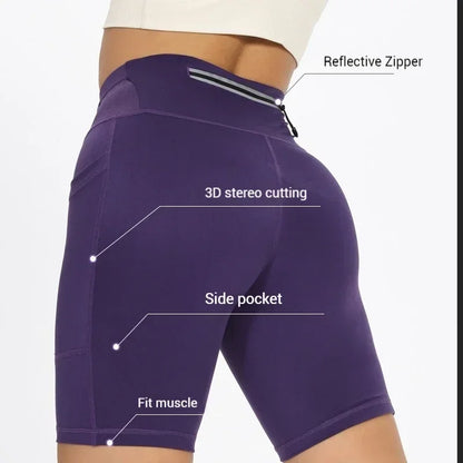 QUESHARK Quick-Dry Marathon Running Shorts – Men &amp; Women | Compression Tights, Built-In Waist Pack | Gym, Yoga &amp; Fitness