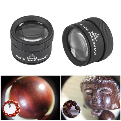 30X 36mm Magnifying Glass for Precision Work K9 Optical Lens Monocle Watch Magnifier Loupe Handheld Coin Stamps Jewelry Loupe