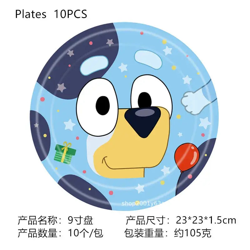 Cute Bluey Birthday Party Decoration Bluey Paper Napkin Plate Cup Tablecloth Balloons Kids Baby Shower Supplies