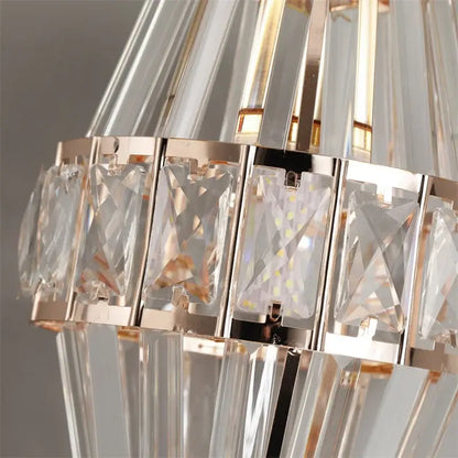 Modern Crystal Pendant Light with Gold-Tone Details