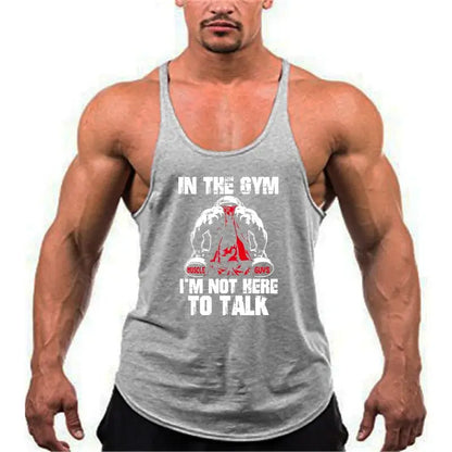 Men Y-Back Gym Tank Top Racerback Cotton Workout Tank Deep Cut Armholes Loose Fit Singlet For Powerlifting Running Gym Training