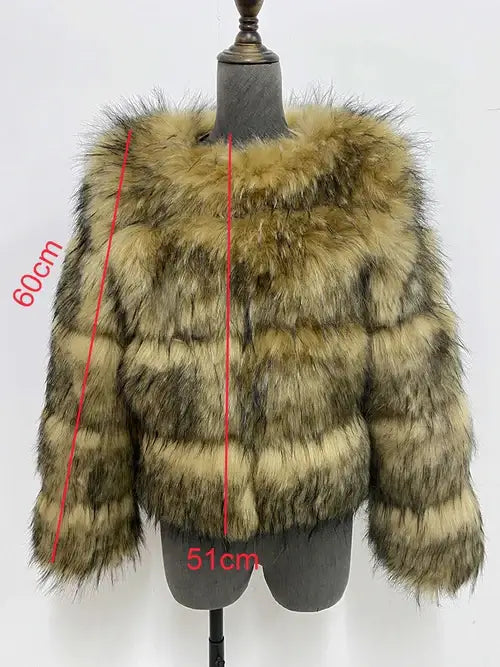 ZADORIN High Quality Cropped Faux Raccoon Fur Coat Women Winter