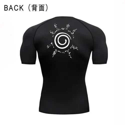 Anime Compression Shirt Men Quick-Dry Running Sports Shirts Fitness