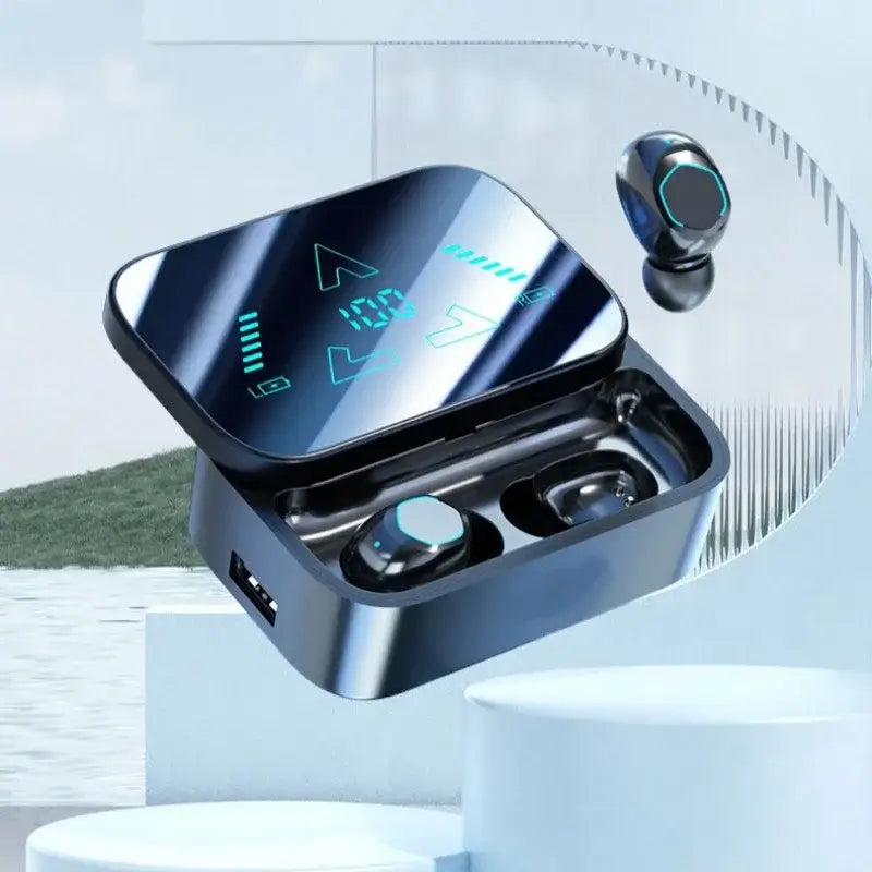 Wireless Bluetooth Compact Earphone HIFI Stereo Sound ENC Headphones Power Display Earbuds For Smartphone Sport Headsets
