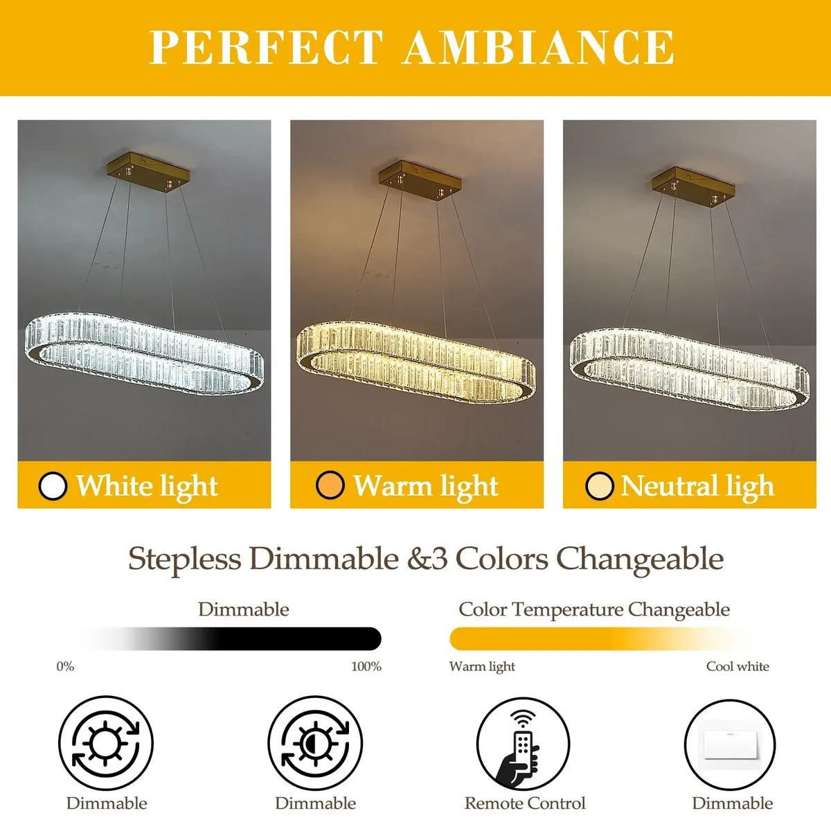 Modern Oval Crystal LED Pendant Chandelier