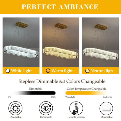 Modern Oval Crystal LED Pendant Chandelier