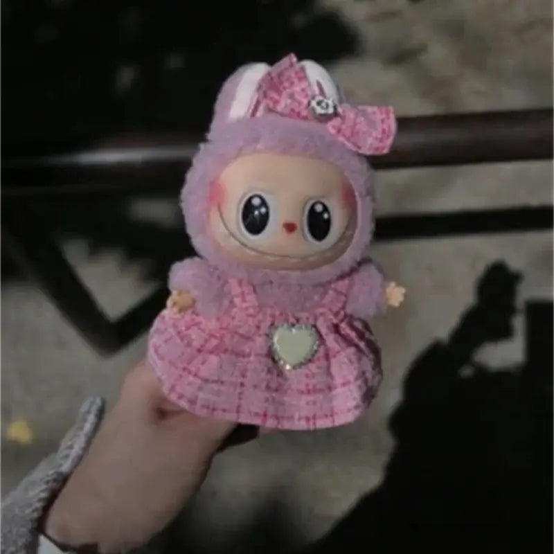 Labubu plush doll skirt set