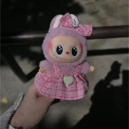 Labubu plush doll skirt set