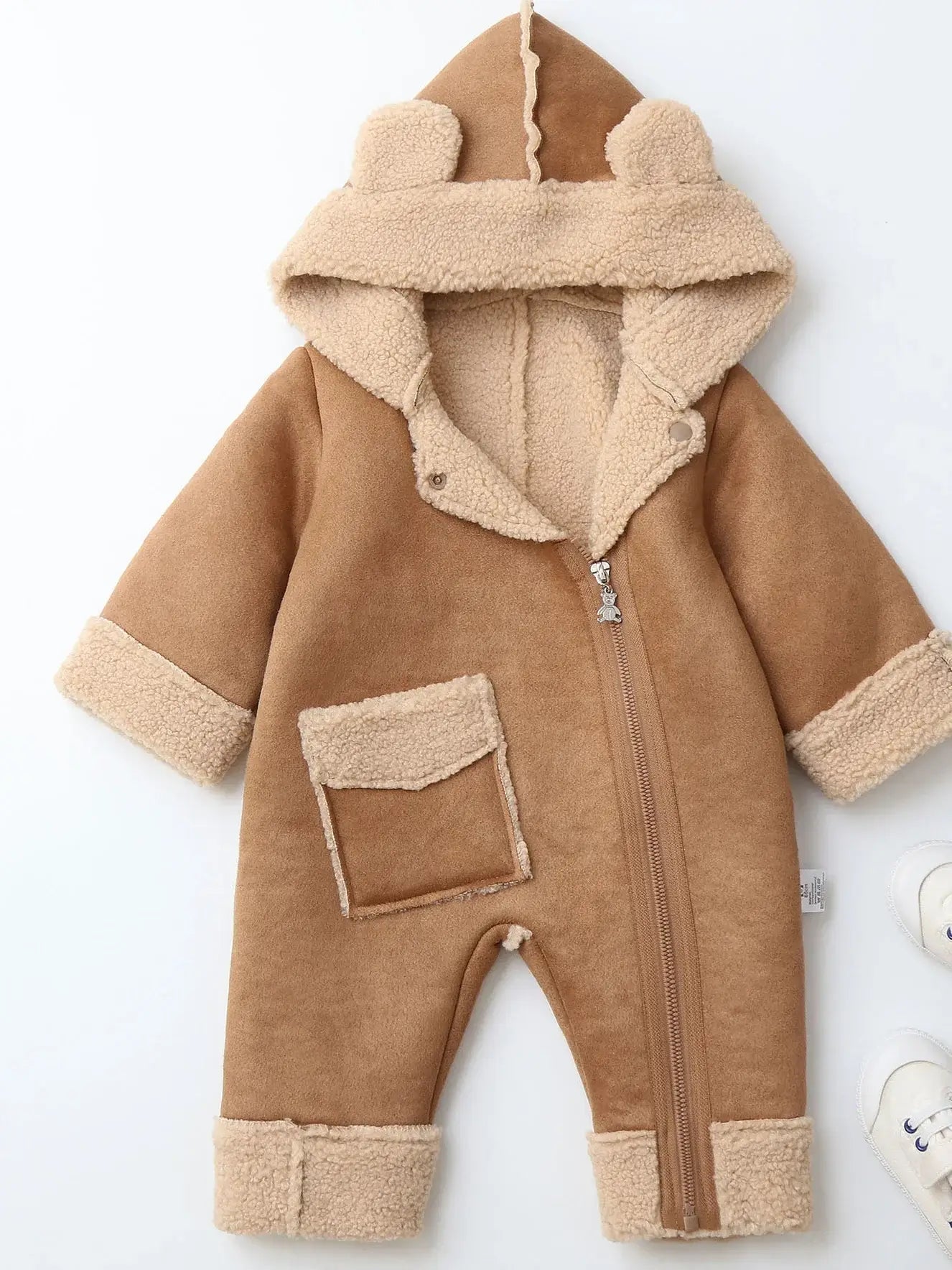 winter baby fur hoodie romper