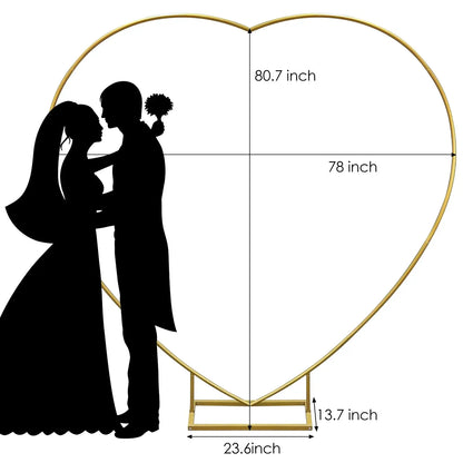 Heart Shape Wedding Arches for Ceremony Gold Arch Backdrop Stand,Metal Heart Shape Balloon Arch Frame with Base for Wedding