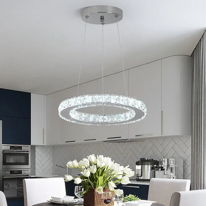 GreeLustr Crystal Ring Pendant Light, Selectable Controls