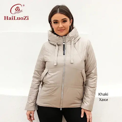 HaiLuoZi Spring Autumn Women's Jacket Casual Fashion Side Zipper Plus.