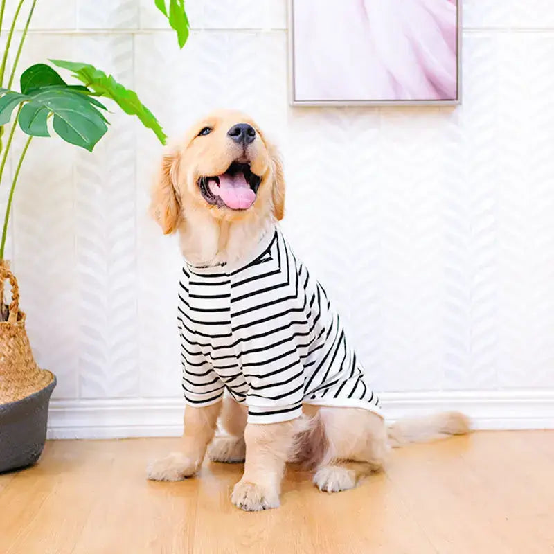 Stylish Dog Summer Striped T-shirt for Large Dogs