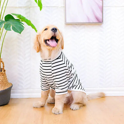 Stylish Dog Summer Striped T-shirt for Large Dogs