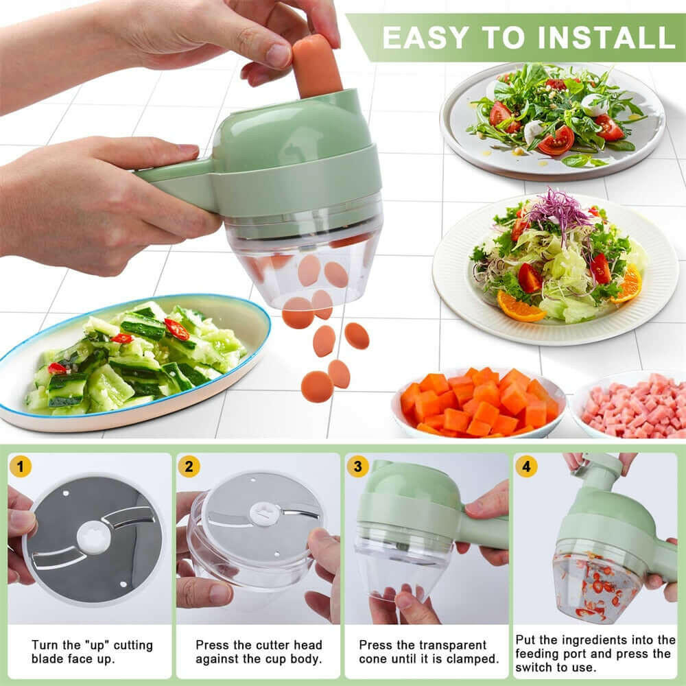 Portable Handheld 4 in 1 Electric Vegetable Slicer.