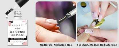 Makartt Clear Builder Gel, Base &amp; Top Coat Set, 3 × 8 ml
