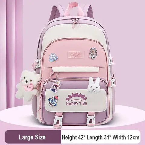 Large Capacity Cute Women Multi-Pocket Nylon Backpack Ins Junior High.