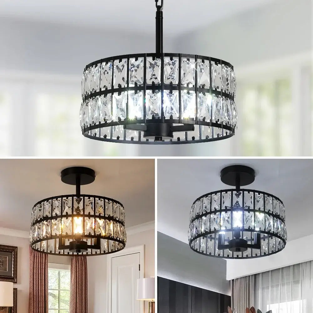 VETRULUS Crystal Pendant Light, Black or Gold