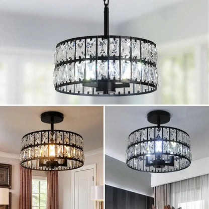 VETRULUS Crystal Pendant Light, Black or Gold