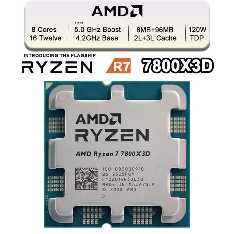 New AMD Ryzen 7 7800X3D CPU RYZEN Processor 8 Core 16 Thread 120W 5nm.