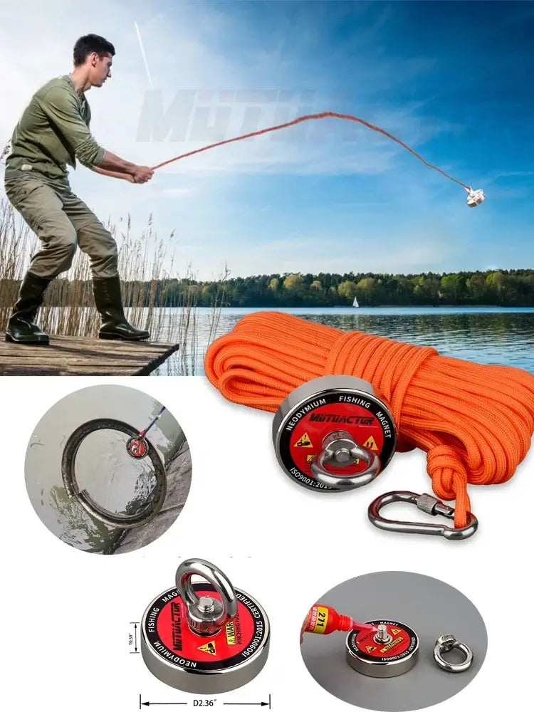 60 mm Neodymium Retrieval Magnet Set with 10 m Rope