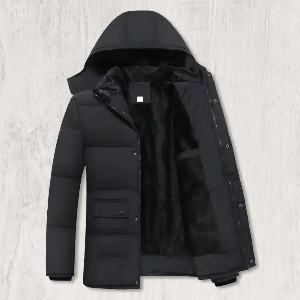 Mens Winter Cotton Jackets Mens Fashion Casual Slim Hooded Large Size