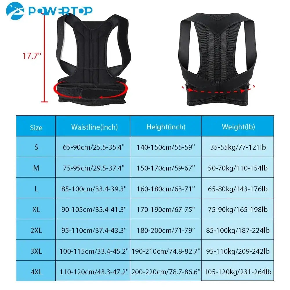 Adjustable Posture Support Vest - Black or Gray