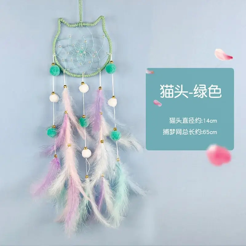 Cute Dream Catcher To Hang Home Decoration Star Moon Dreamcatcher Feather Ornaments Wall Hanging Interior Kid Room House Decor