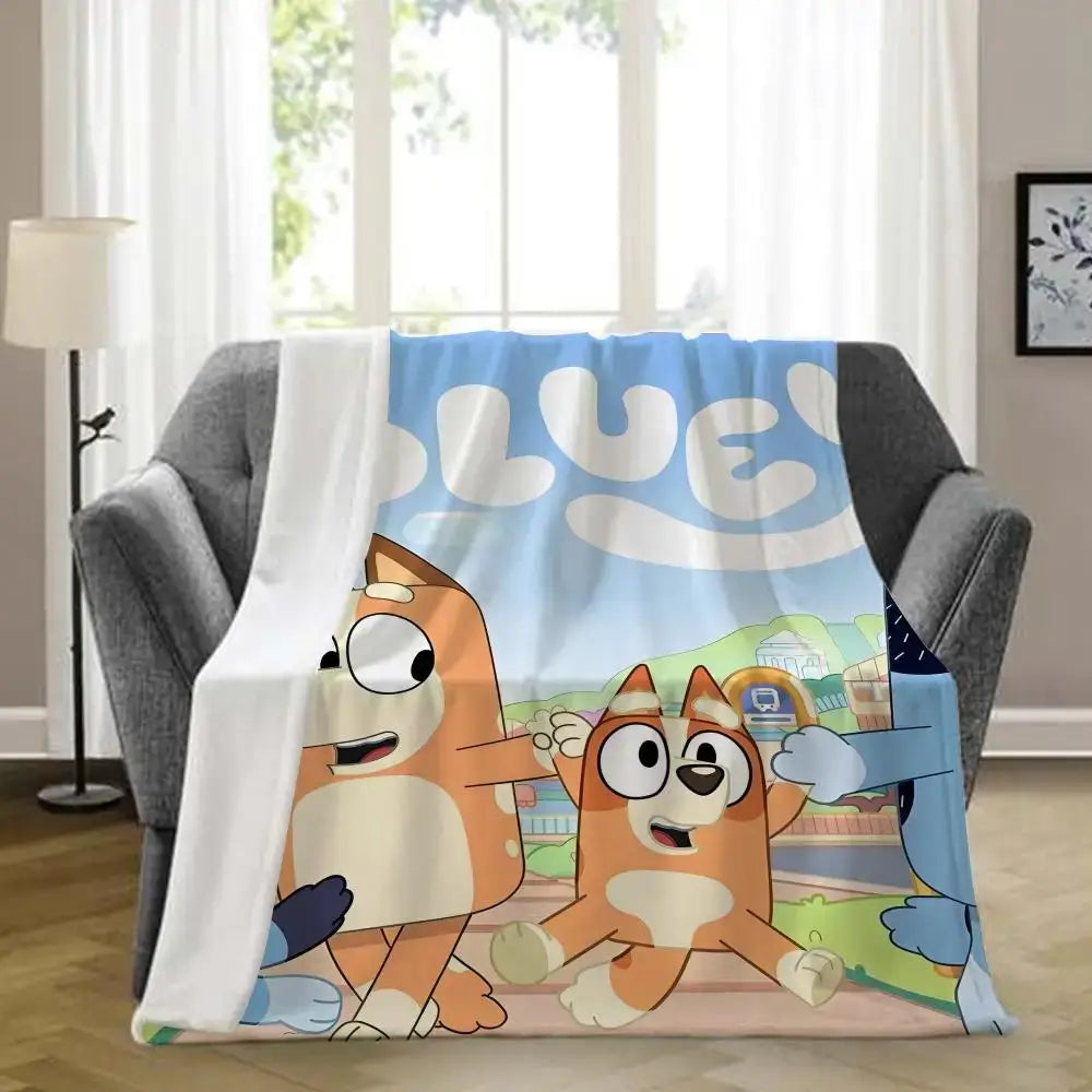 B-bluey-y Downy Throw Blanket Aesthetic Portable Home Travel Camping Sofa Picnic Thick Warm Flannel Blanket