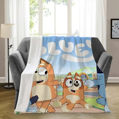 B-bluey-y Downy Throw Blanket Aesthetic Portable Home Travel Camping Sofa Picnic Thick Warm Flannel Blanket