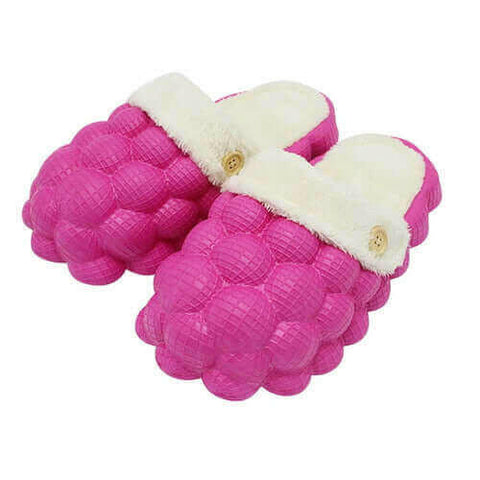 Non-slip Warm Cotton Bubble Home Slides Yellow/Pink/Black/Blue/Beige.