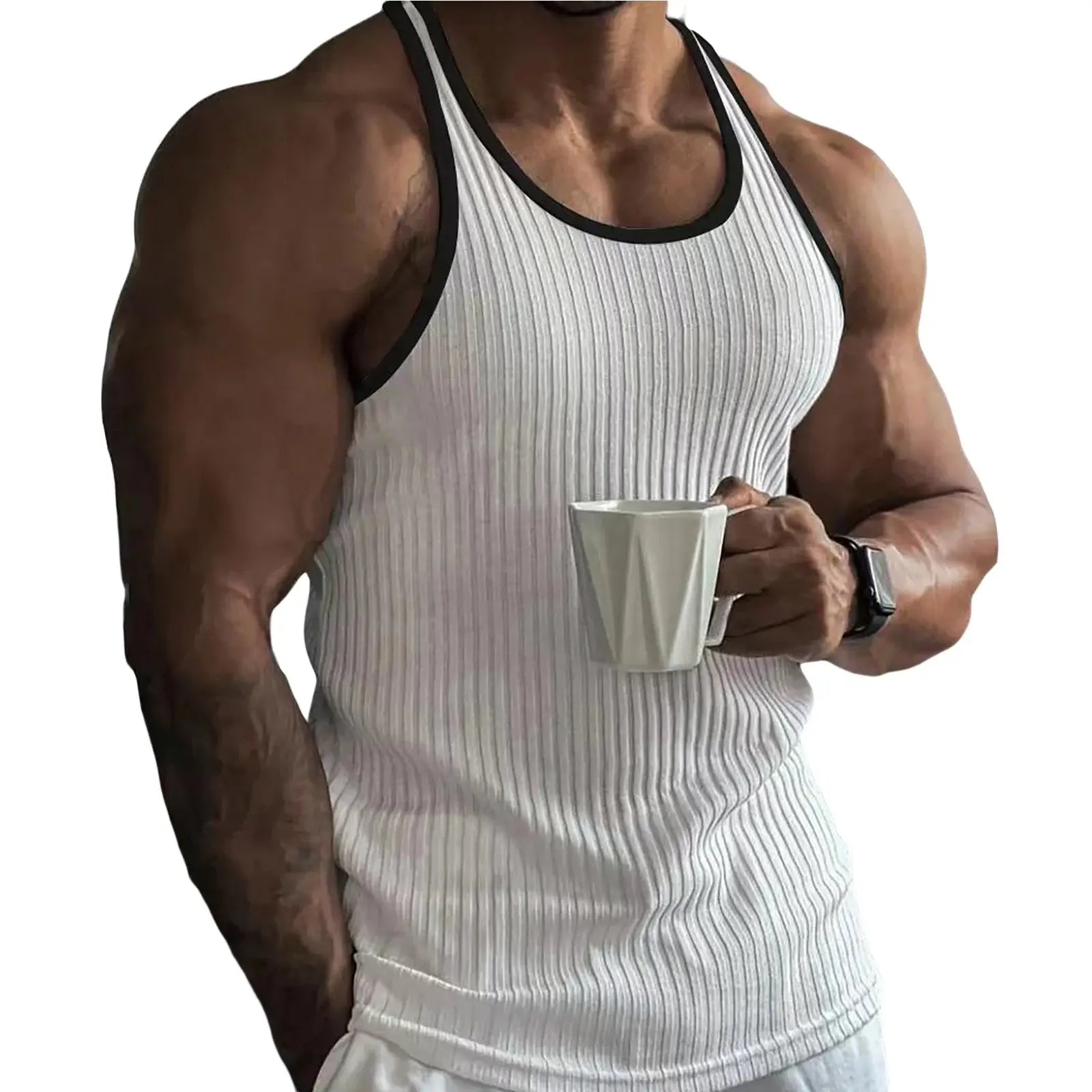 Men s Sleeveless Muscle Tank Tops with Racerback Design for Workout Training and Gym Fitness - Casual Streetwear Style