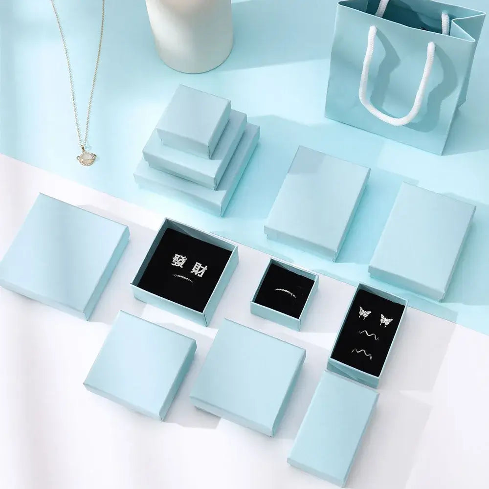 12pcs/ lot Simple Box Earnail Rings Earrings Bracelet Necklace Gray Black Paper Jewellry Display Case Jewelry Organizer 2030