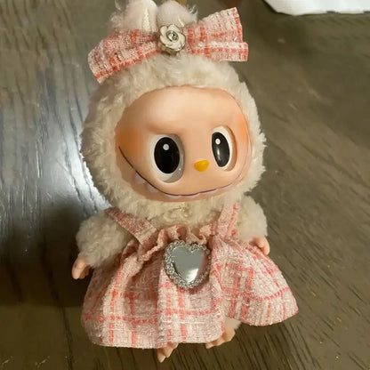 Labubu plush doll skirt set