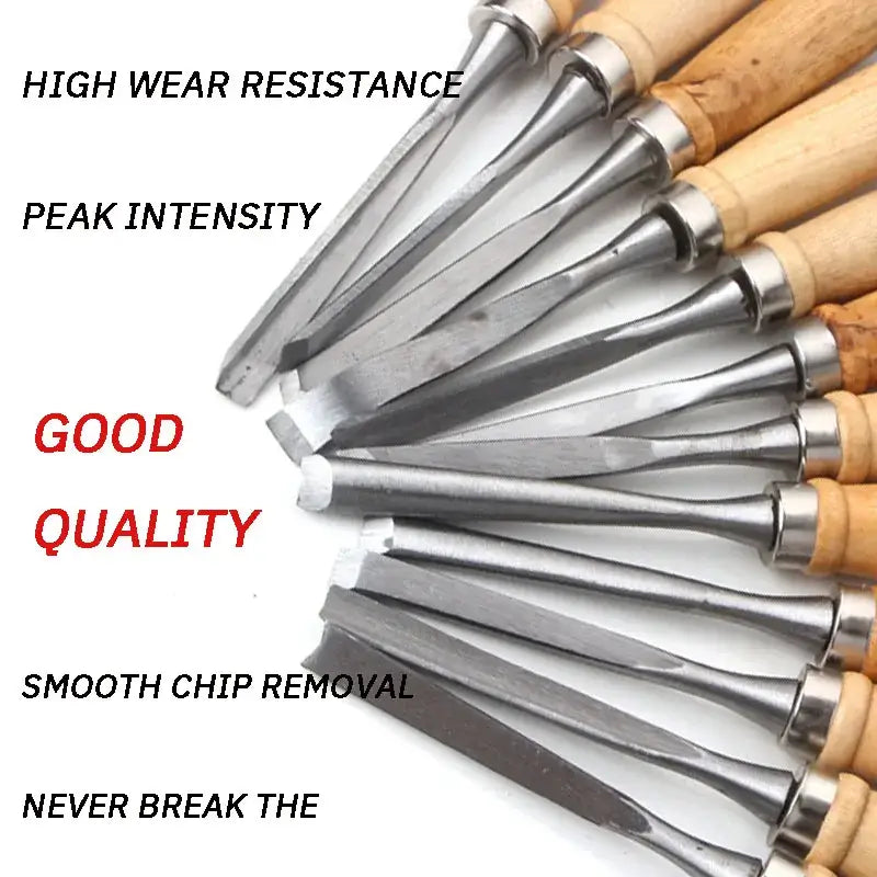12 Piece Woodworking Carving Knife &amp; Chisel Set