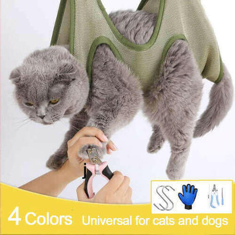 Cat Grooming Restraint Bag with Hammock.