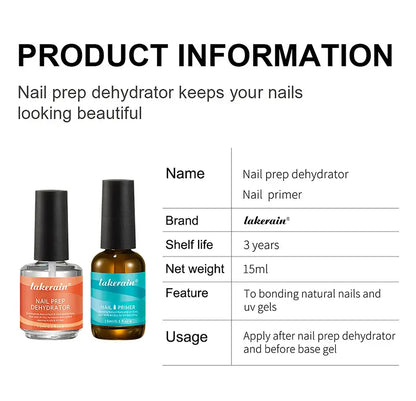 Nail Prep Dehydrator &amp; Primer Set, 2 × 15 ml