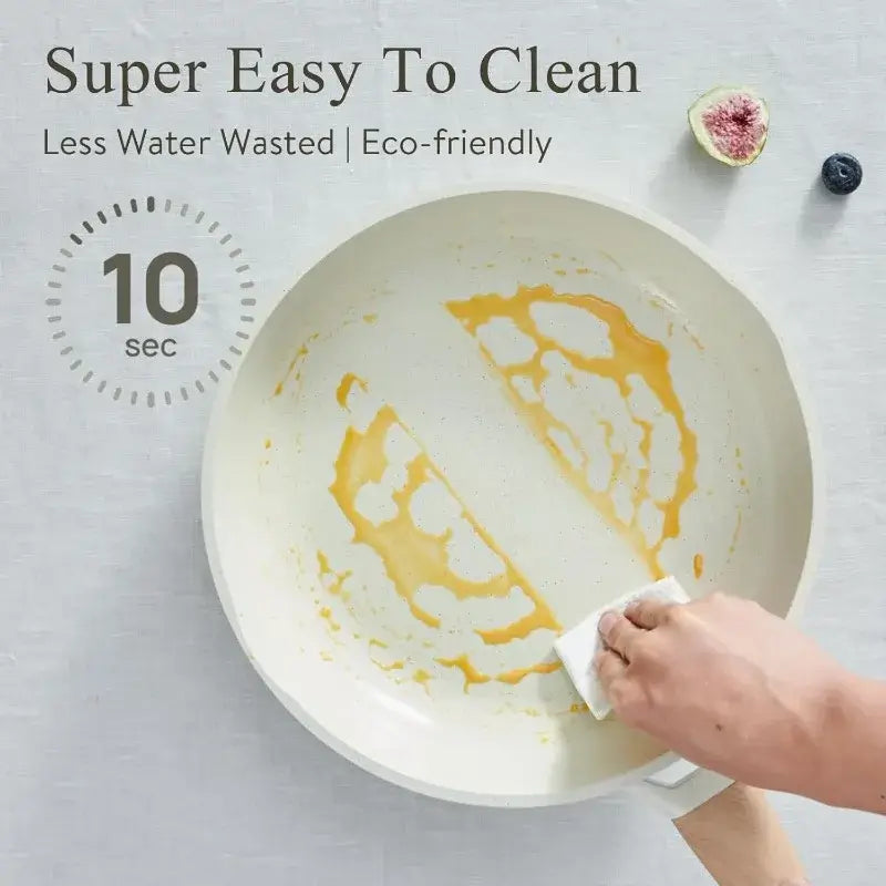 22 Pcs Non-Stick Ceramic Cookware Set - Cream White