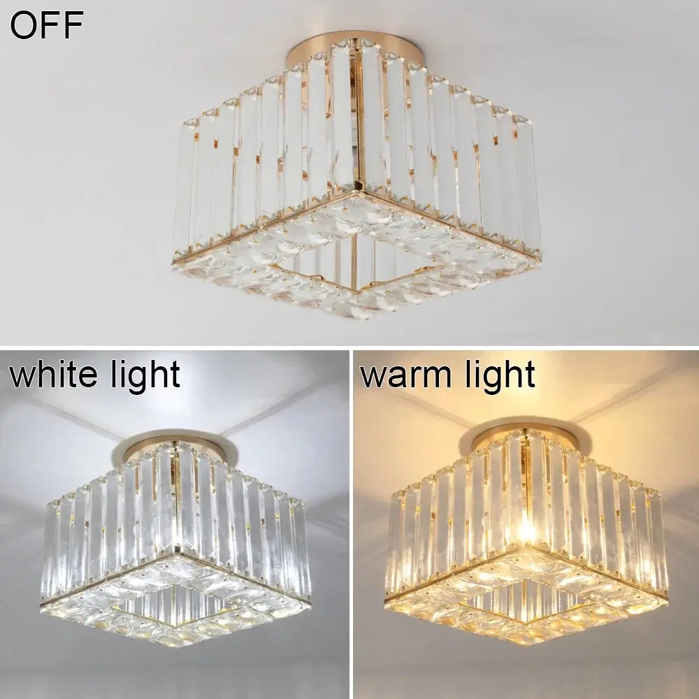 Modern Crystal Ceiling or Pendant Light, Black or Gold