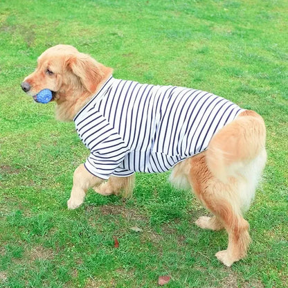 Stylish Dog Summer Striped T-shirt for Large Dogs