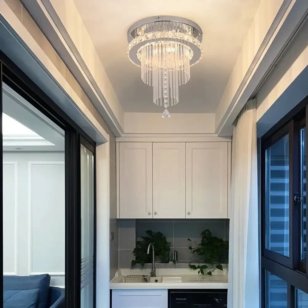 GreeLustr Round Crystal LED Ceiling Light, 30 cm