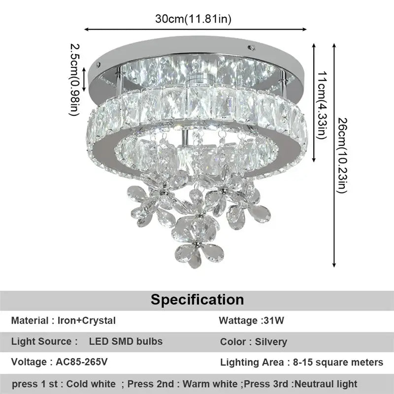 Modern Crystal LED Flush-Mount Ceiling Light