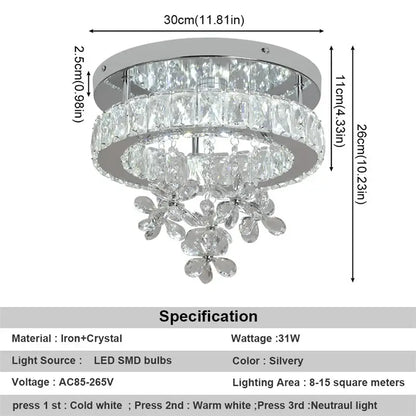 Modern Crystal LED Flush-Mount Ceiling Light