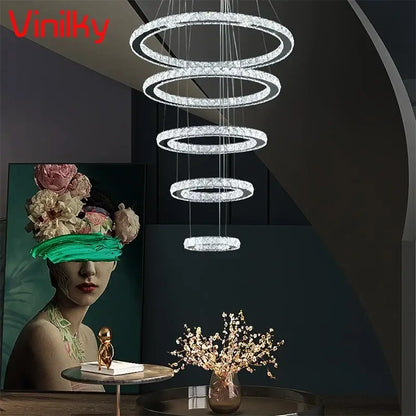 Modern Crystal Ring LED Pendant Chandelier